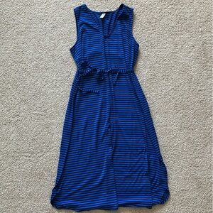 EUC Old Navy Black and Blue Striped Maternity Sleeveless Maxi Dress Size L